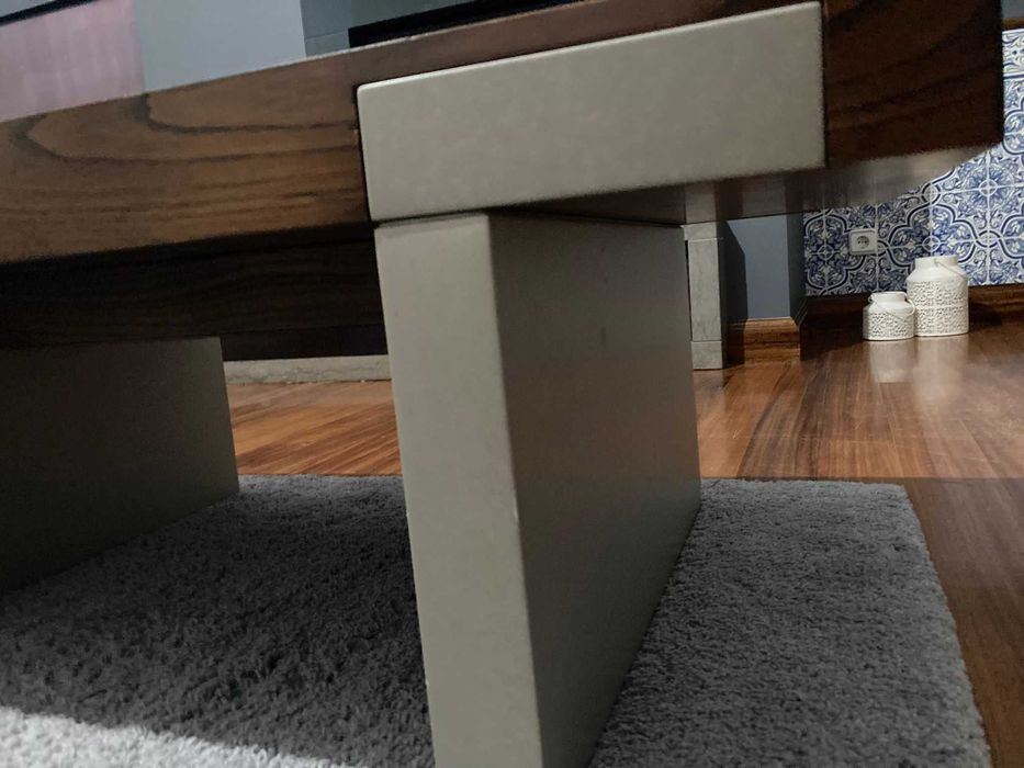 Mesa de centro sala (madeira e pedra) elegante NOVO PREÇO