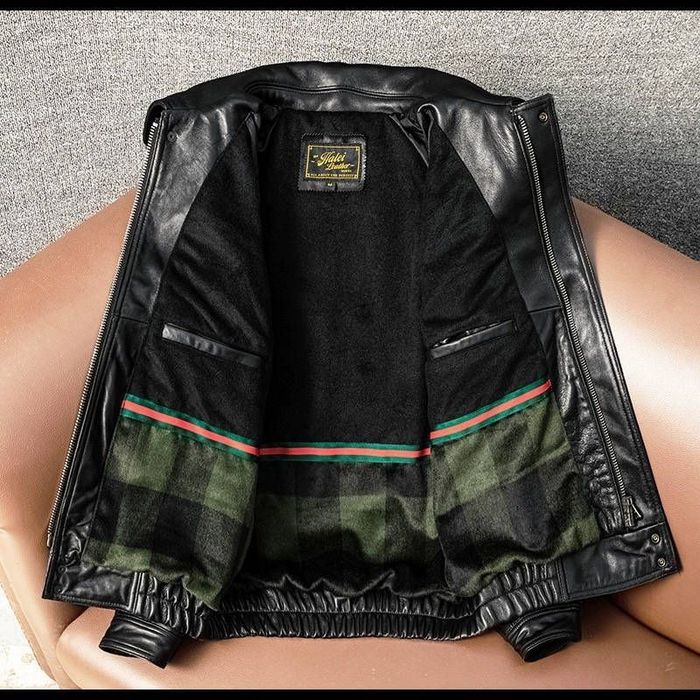 Кожаная куртка из овечьей кожи, мужская на молнии