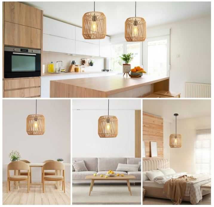 Nowoczesna, rattanowa lampa wisząca FORCOSO
