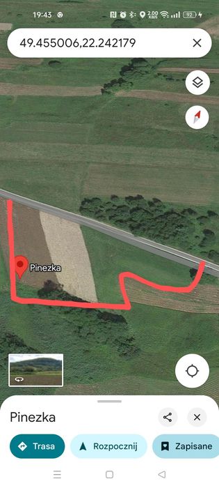 Działka rolna przy drodze asfaltowej 80 arów