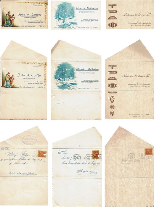 3 Postais de Natal antigos - 1960 - circulados