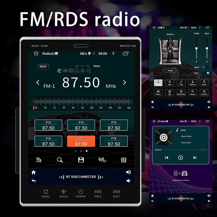 D46- Auto rádio Vertical Universal android 10.0 1gb ram 16gb tela 9.5
