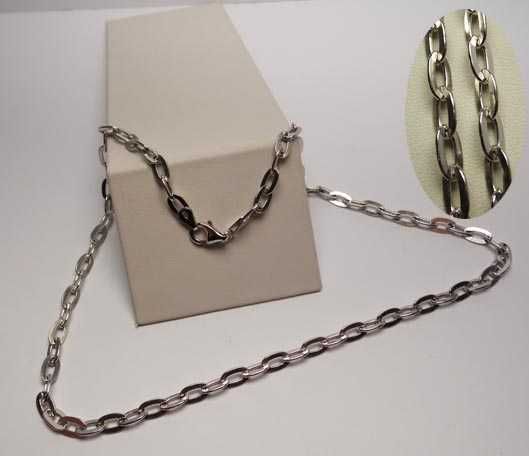 Srebrny łańcuszek owalne ogniwa 50 cm. 5,1 mm.