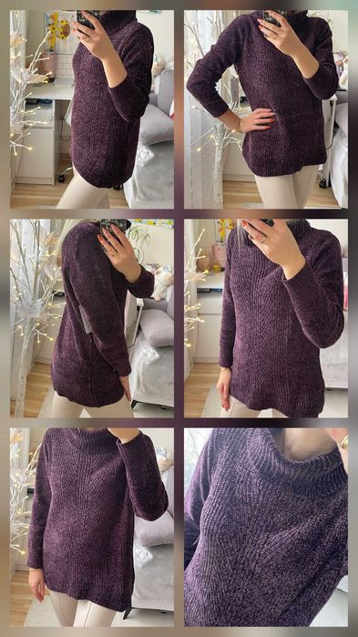 Nowy szenilowy miękki pluszowy sweter damski Liz Claiborne r. S-małe M