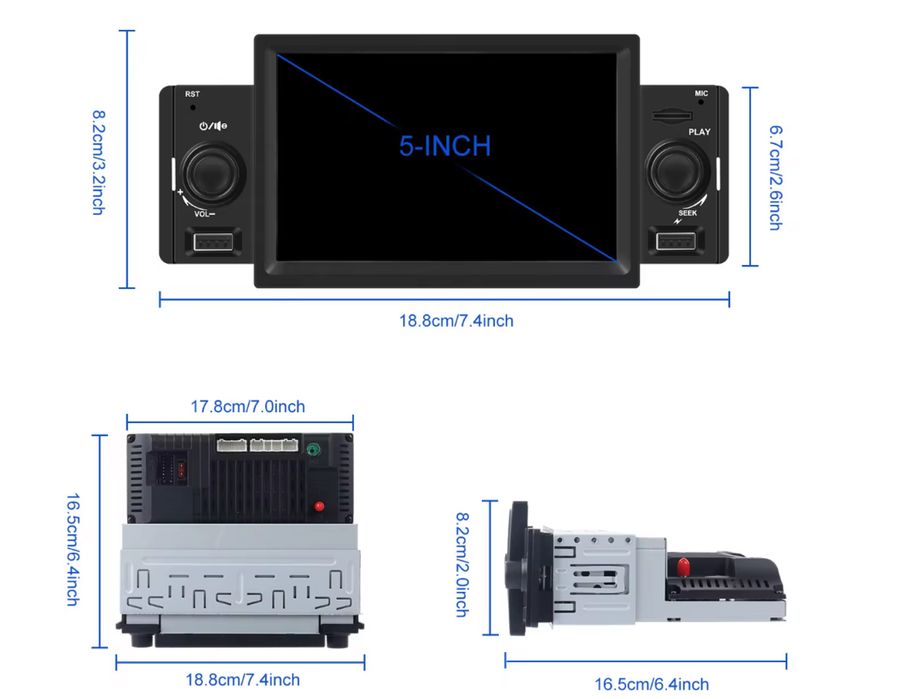 1din андроїд магнітола,2/32,дисплей 5" 800*480