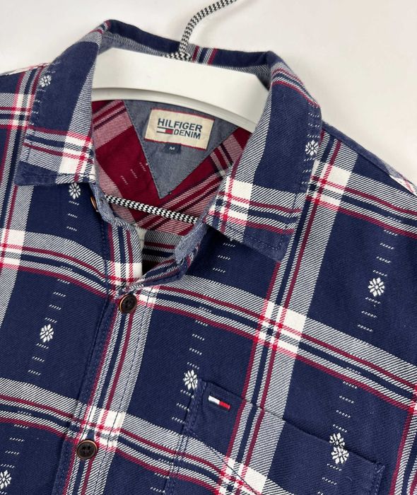 Koszula w kratę TOMMY HILFIGER męska biurowa casual kołnierzyk M