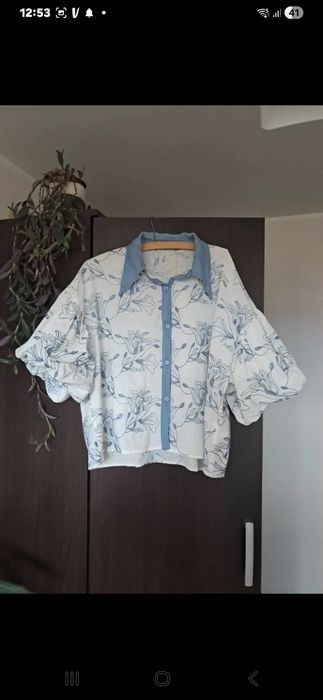 Slivzna koszula haftowana,130biust. 60cm dlugość nowa