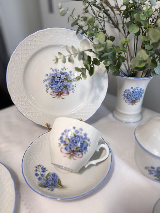 Сервіз квіти, чайний сервіз на 6 персон, ваза, декор, вінтажні пляшки