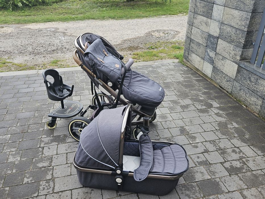 Wózek Lionelo 2w1 Mari Grafit plus dostawka dla starszaka