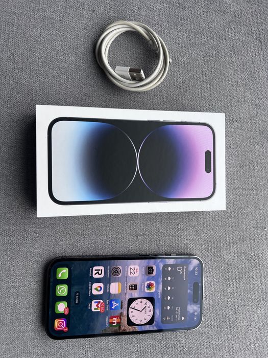 Iphone 14 pro 128gb fioletowy. Pudełko, komplet.
