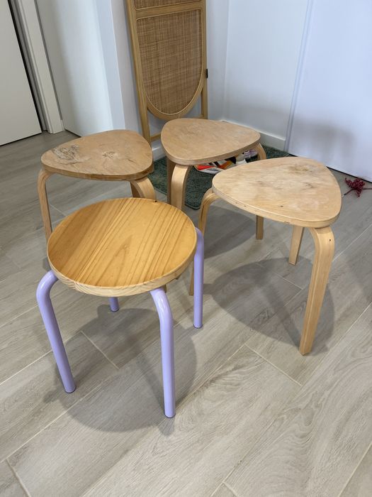 3 bancos de madeira | conjunto