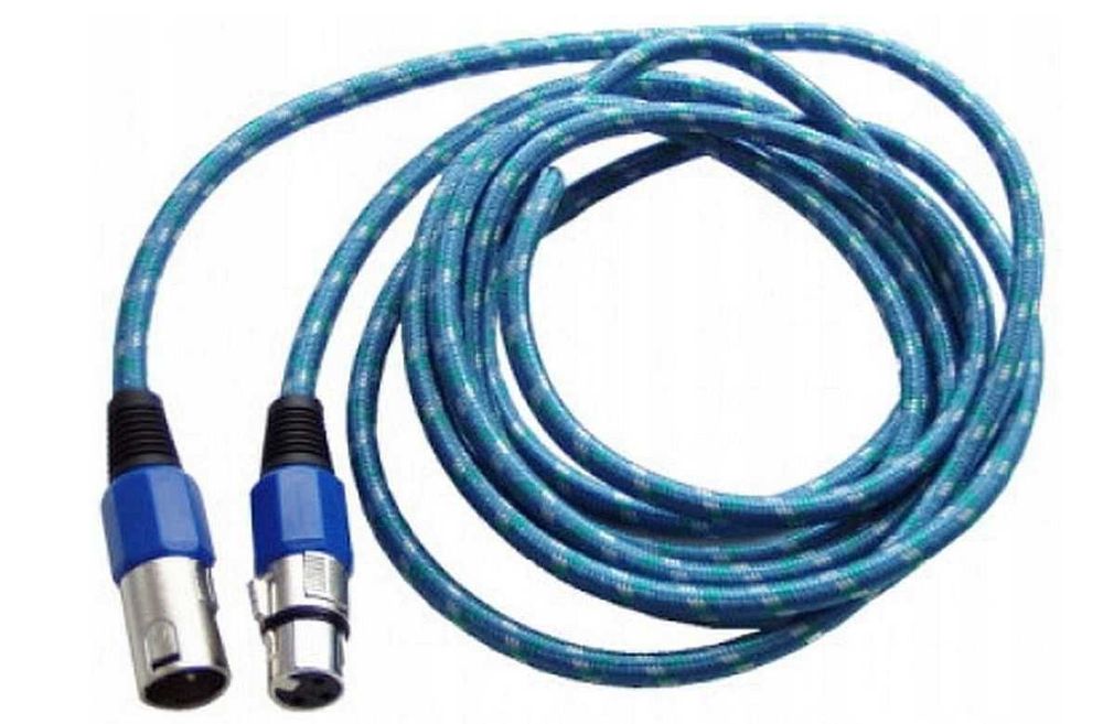 Kabel mikrofonowy XLR_XLR  wtyk-gniazdo 5m bawełniany oplot