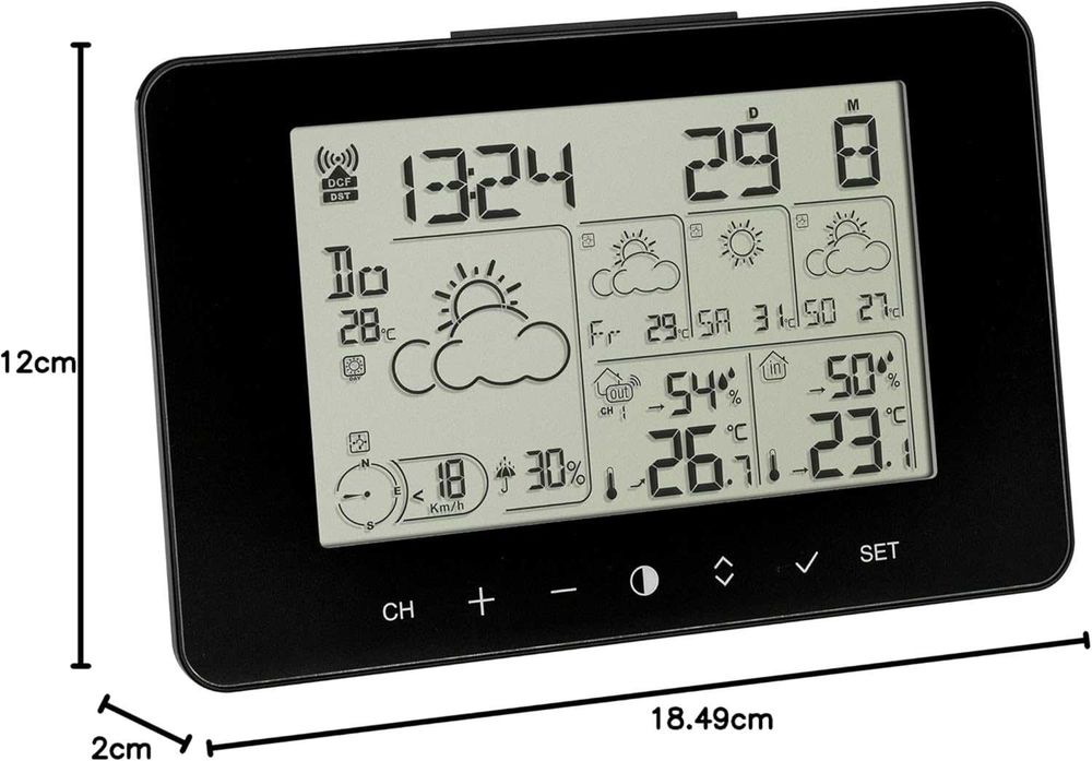 Метеостанція TFA Dostmann METEOTIME PRIMO, 35.1156.01 чорна