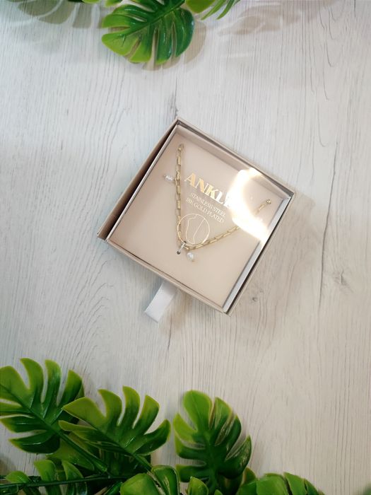 Pulseira tornozelo Aço inoxidável Gol Plated 18k