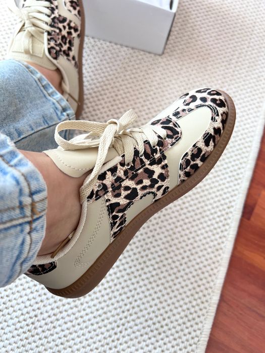 39 Sklep nowe buty sportowe damskie sneakersy panterka beżowe SLA35