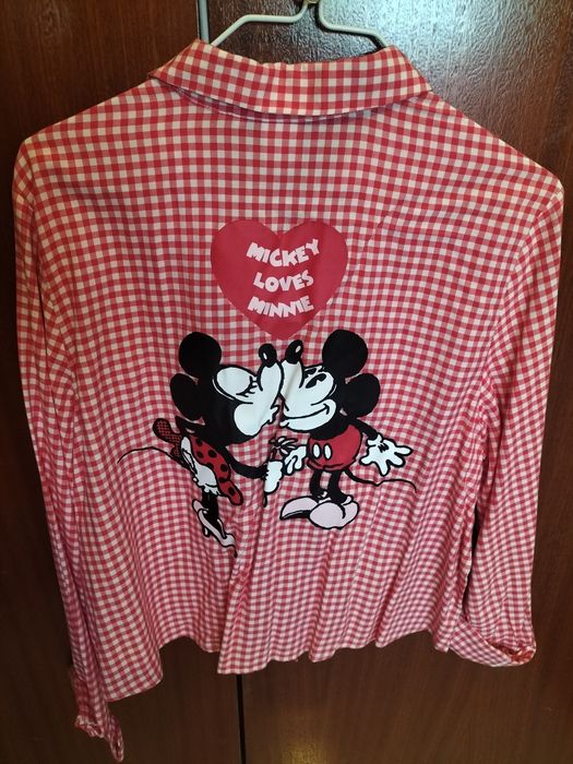 Camisa S quadrados branco vermelho Mickey