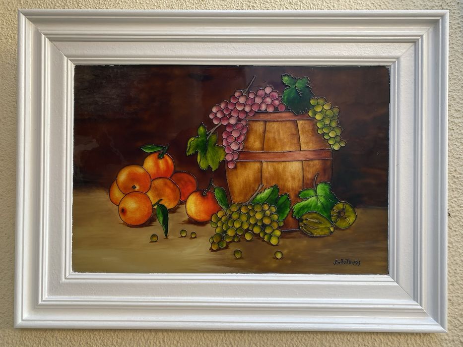 Quadro Vintage pintura em vidro- baixa de preço