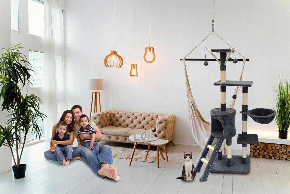 Когтеточка висока,  кігтеточка 138 см, дряпак для кота, будиночок кота