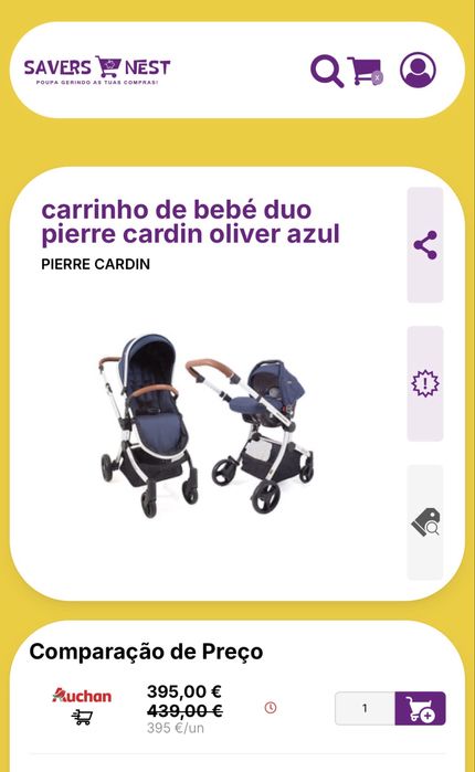 Carrinho de bebé duo Pierre Cardin Oliver azul
