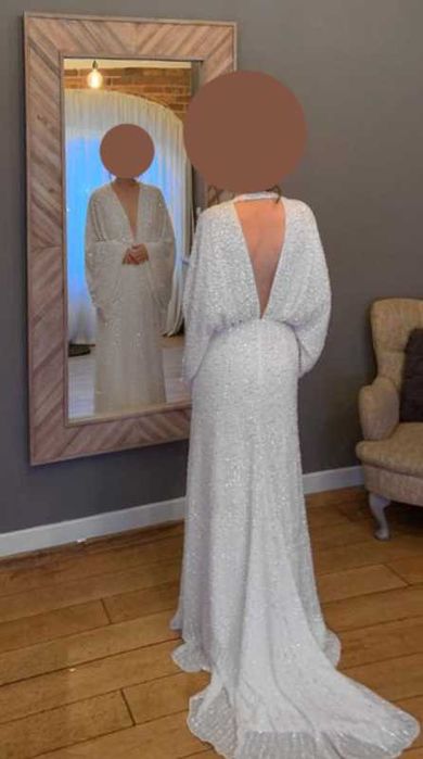 zdobiona cekinowa maxi kimono z trenem CIARA poprawiny przebranie