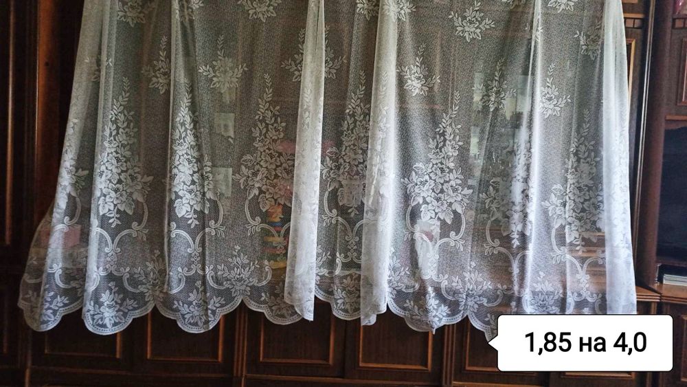 Біла фіранка оздобна 4х1,85м.