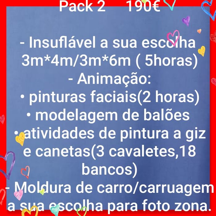 4 Pacotes festa infantil Almeirim Santarém