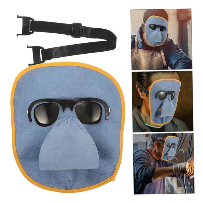 POPETPOP 2 zestawy Maska spawalnicza ze skóry bydlęcej + Okulary