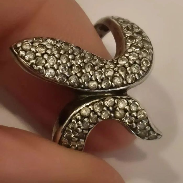 Anel em prata cobra zirconias