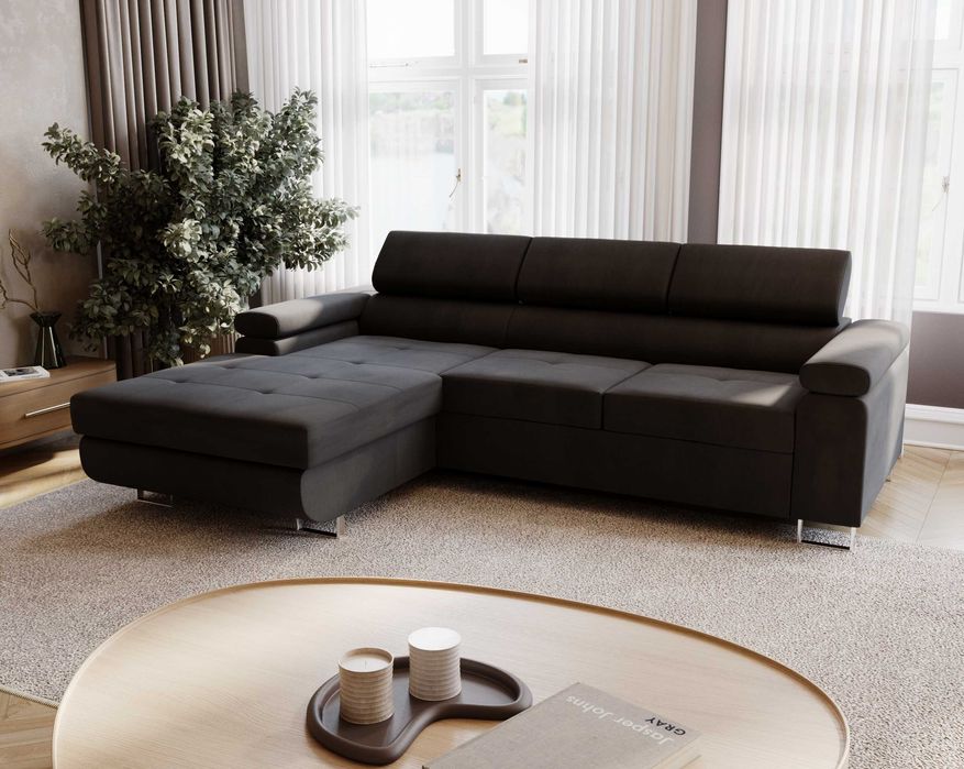 Narożnik LIVIO MINI 230 cm regulowane zagłówki funkcja spania