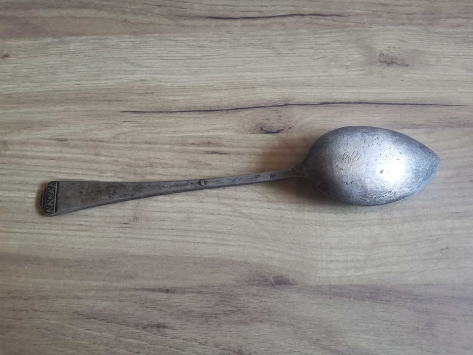 Stara przedwojenna wielka łyżka 27 cm, BM Domart GW. 10 lat, plater II RP