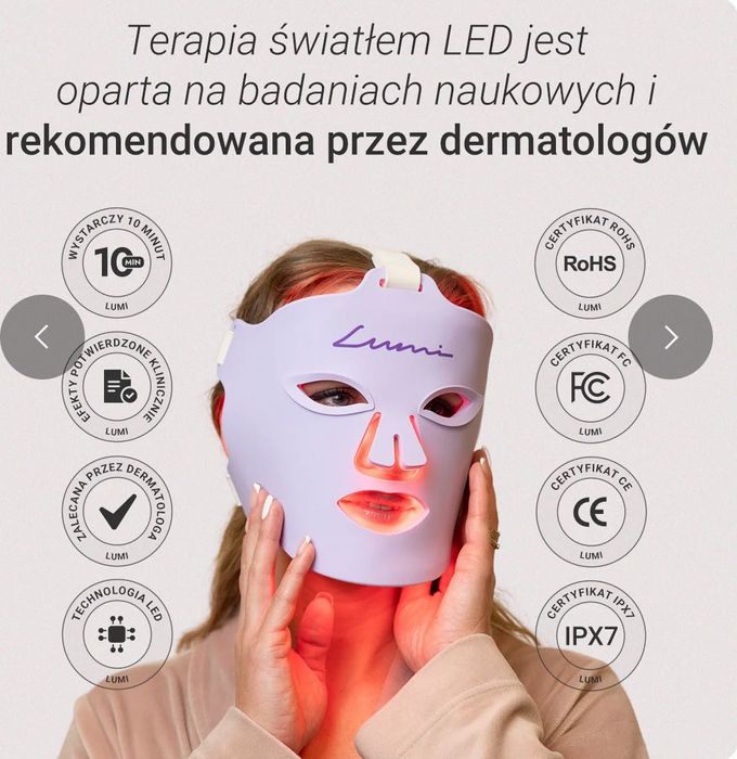Maska do terapii światłem Led