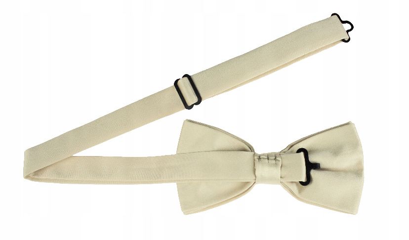 Mucha męska beżowa ecru / złota klasyczna gładka NOWA muszka