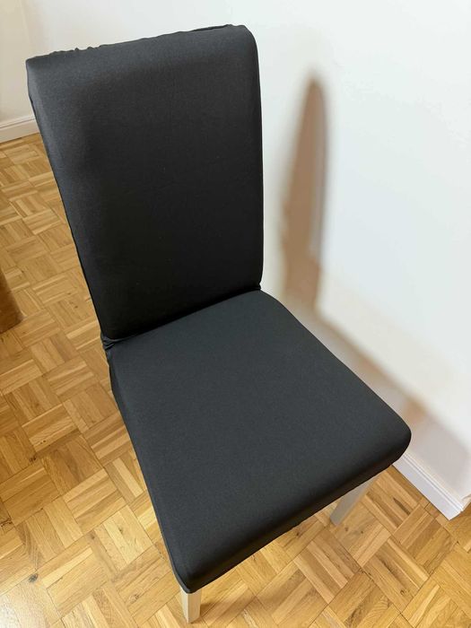 6szt Nowe czarne uniwersalne pokrowce elastyczne na krzesła loft black