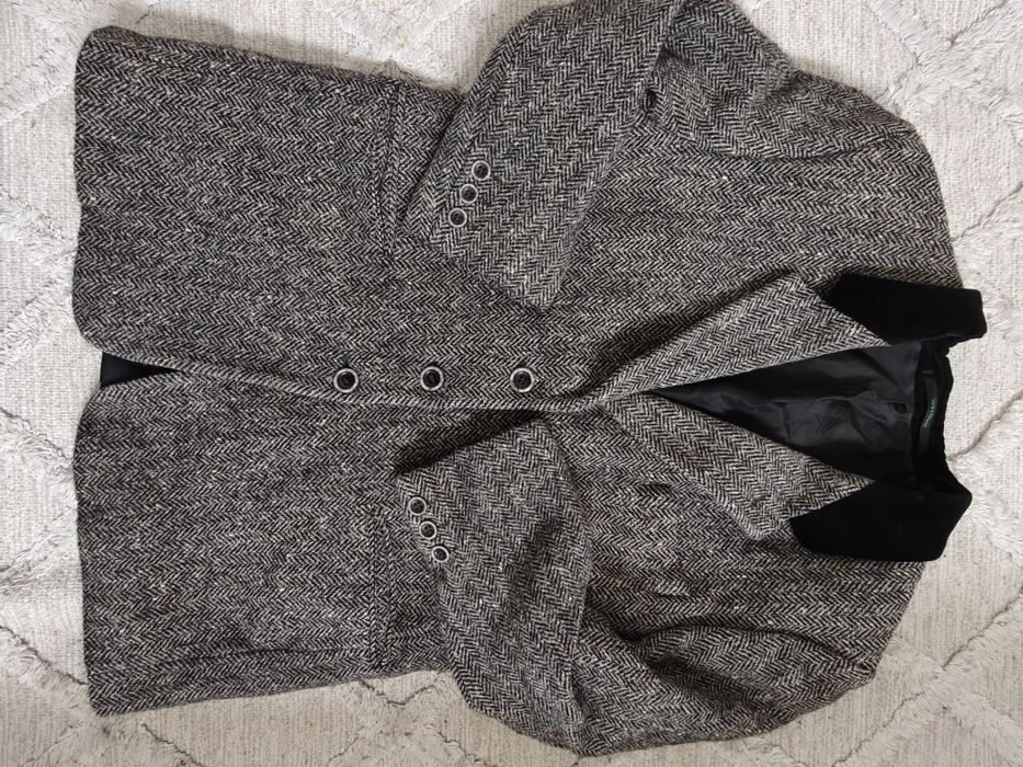 Wełniana damska marynarka żakiet w jodełkę 40/42 L