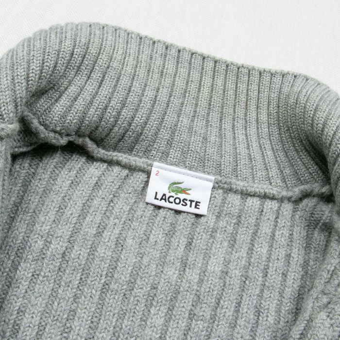 Lacoste Sweter Kardigan 100% Wełna SS/2 Virgin Wool Szary Zip