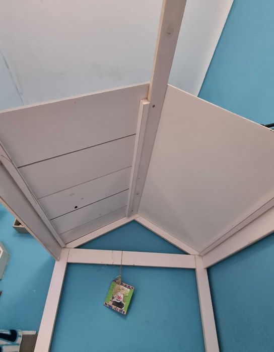Cama tipo cabana ELIOT 90cm branco cinza claro e cinza escuro