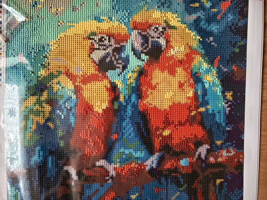 Haft diamentowy Papugi / 40 x 40 cm mozaika 5D
