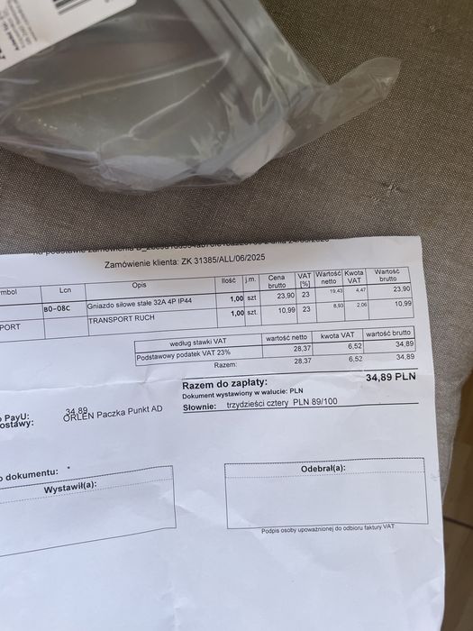 Gniazdo siłowe 32 A nowe