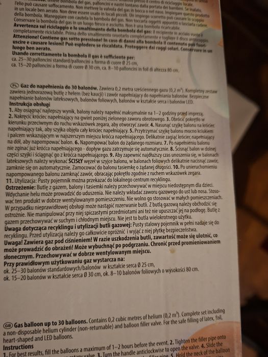 Butla z helem do balonów