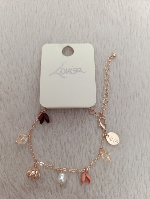 Bransoletka Lovisa kwiaty perełka rosegold