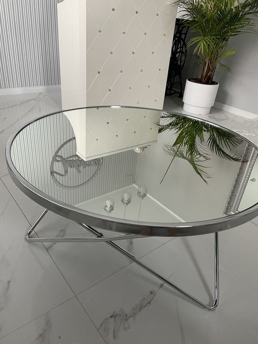 Stolik kawowy lustro lustrzany chrom 80 cm