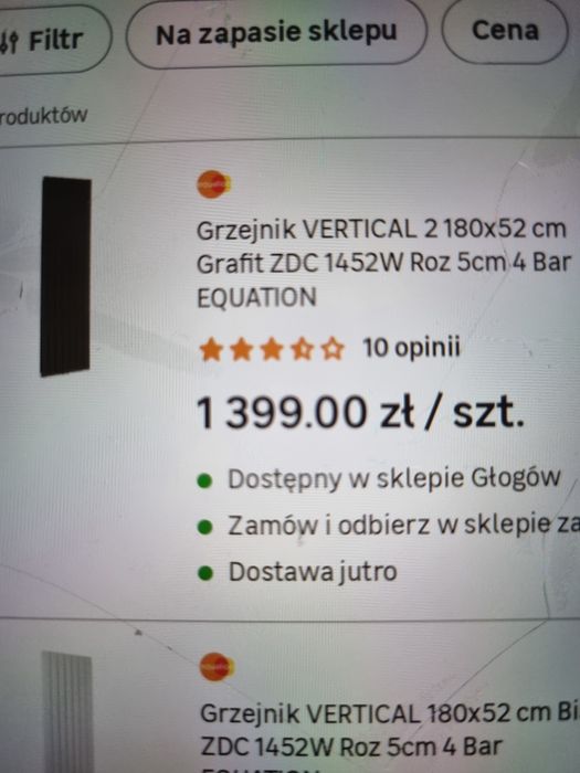 Grzejnik Vertical podwójny 1847W 180x52 kolor grafitowy 1000zł