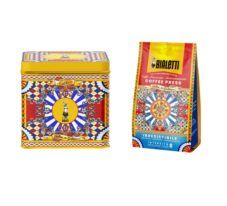 Puszka Dolce & Gabbana z kawą Bialetti.