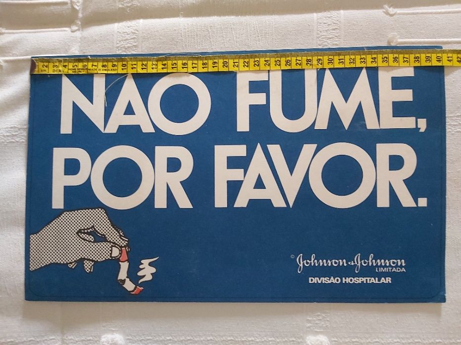 Cartaz antigo - NÃO FUME POR FAVOR - Johnson & Johnson