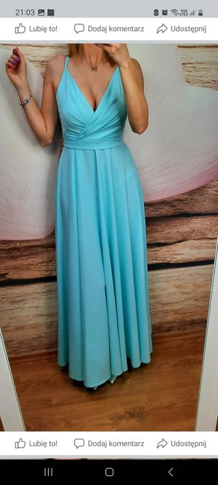 Sukienka maxi turkusowa R.36