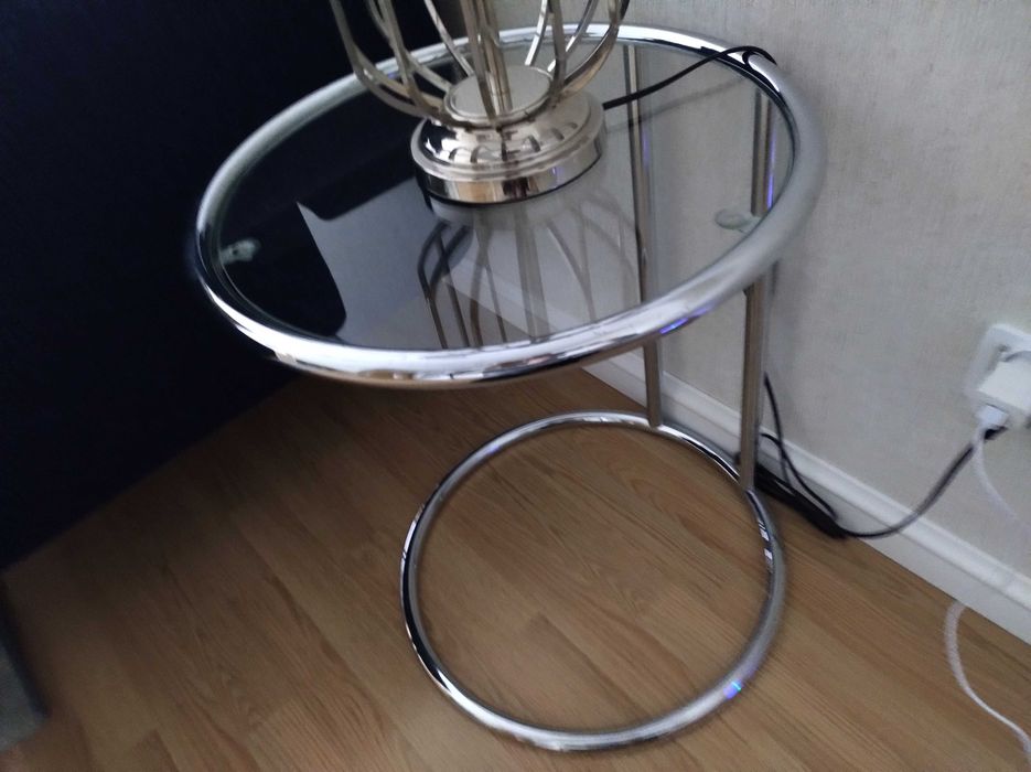 Stolik pomocnik chrom i szkło