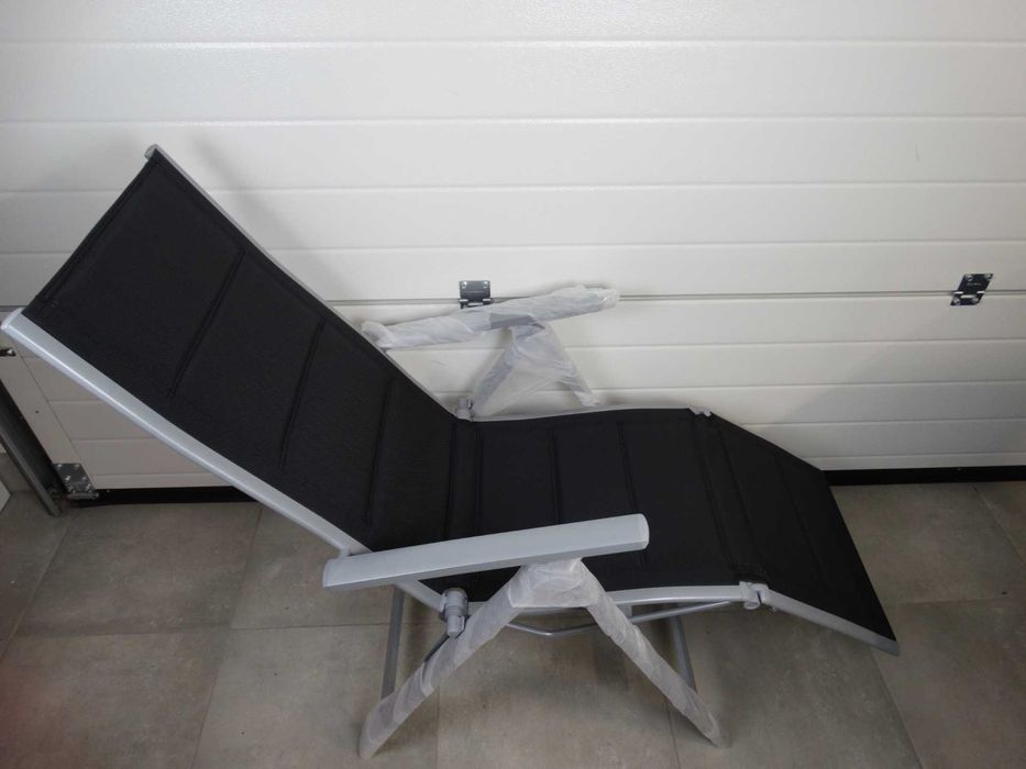 Chicreat 80504 Składany leżak, aluminium, czarny/srebrny, 69x57x113 cm