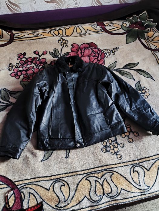 Мужская зимняя куртка кожаная