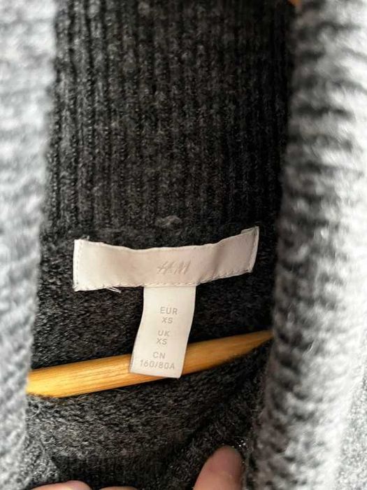 H&M XS 34 długi szary golf melanż