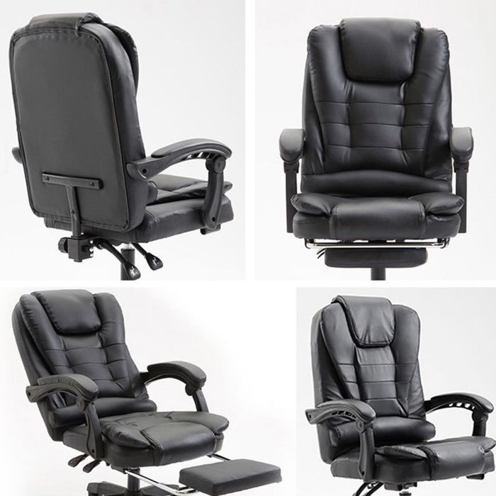 PREMIUM‼️Nowoczesny fotel obrotowy czarny z wysuwanym podnóżkiem
